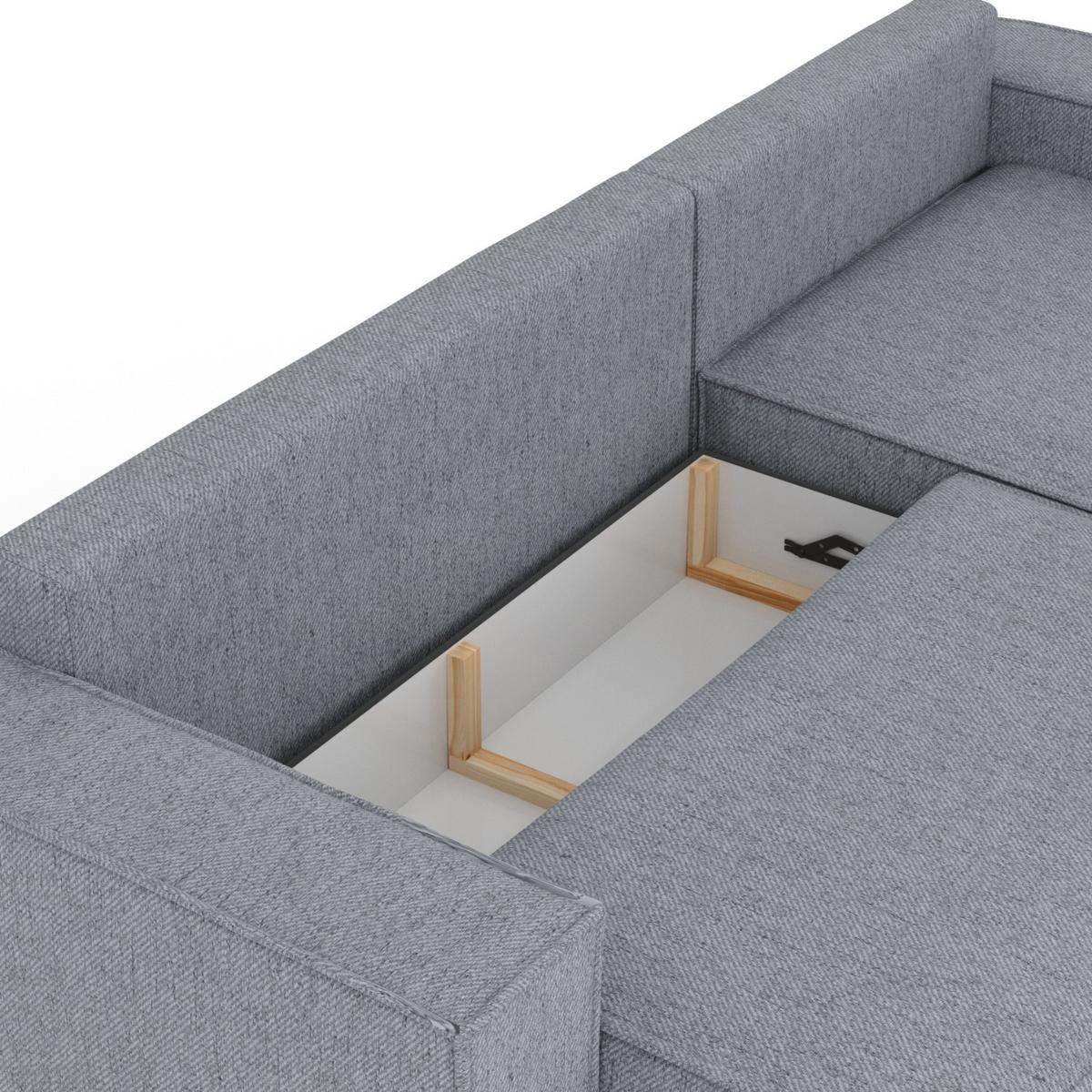 ECKSOFA TAURI mit Schlaffunktion Grau im Neve Stoff - Schwarz/Grau, Holz/Holzwerkstoff (294/185cm) - AltaBeds