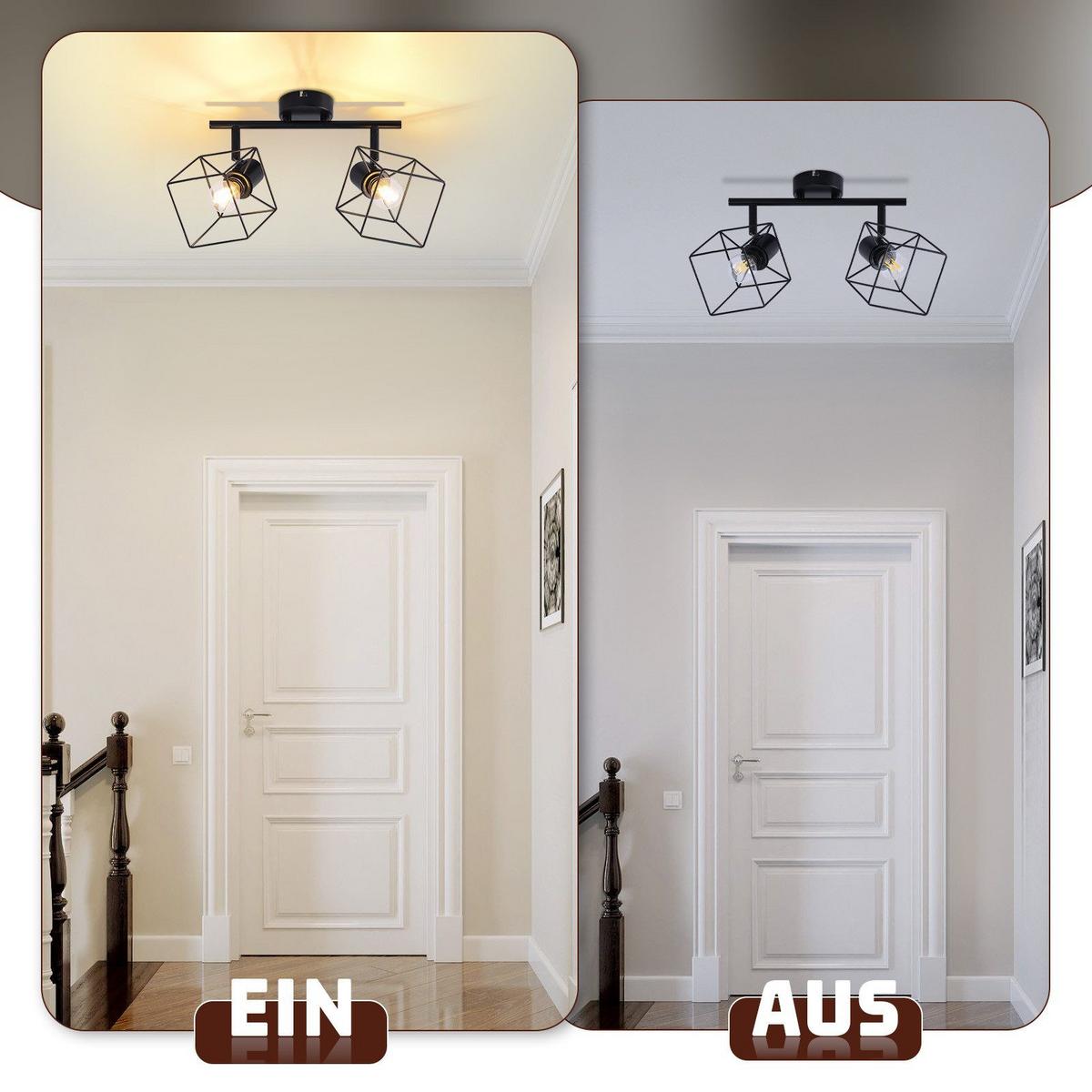DECKENSTRAHLER Fürth 2-flammig 26.8/10/17 cm - Schwarz, Metall (26.8/10/17cm) - Nettlife