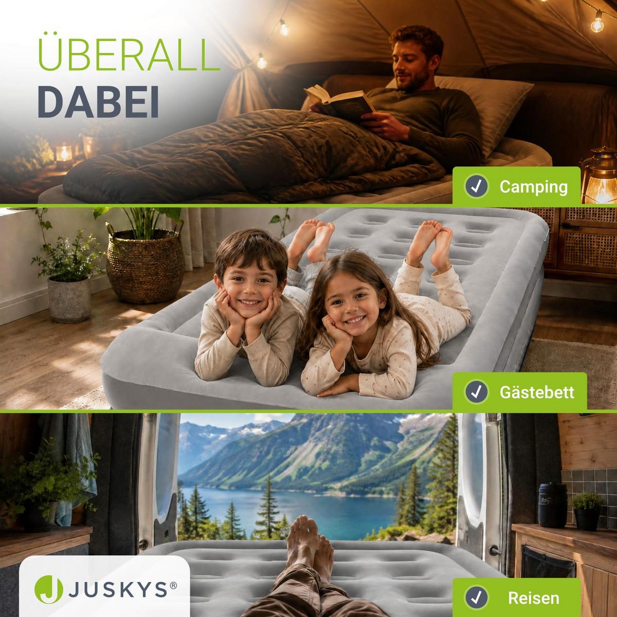 LUFTBETT Sapri M grau / anthrazit inkl. Tragetasche - Grau, Kunststoff (87/185cm) - Juskys