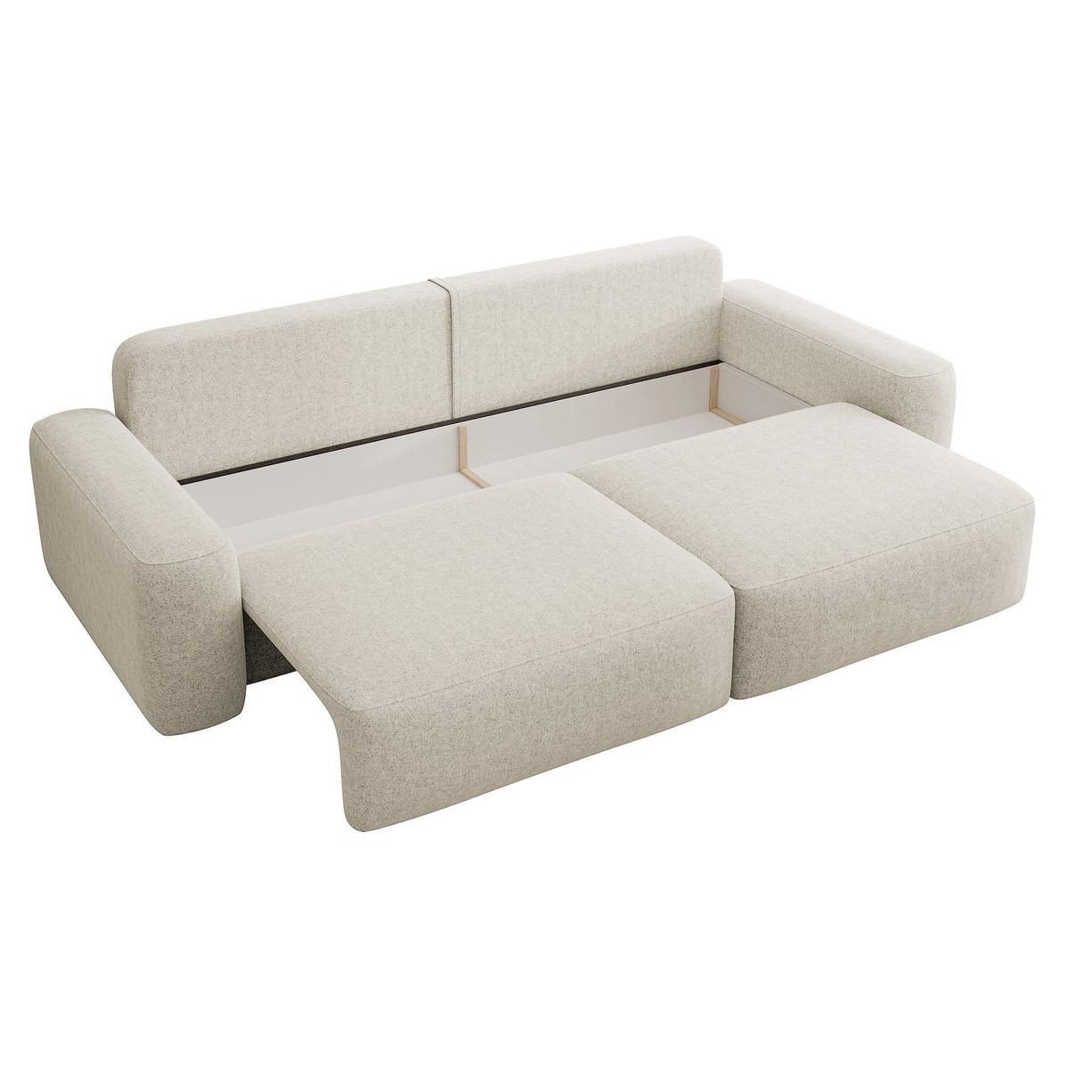 SCHLAFSOFA Carnos Creme Chenille - Creme/Schwarz, Kunststoff/Textil (257/82/105cm) - Selsey