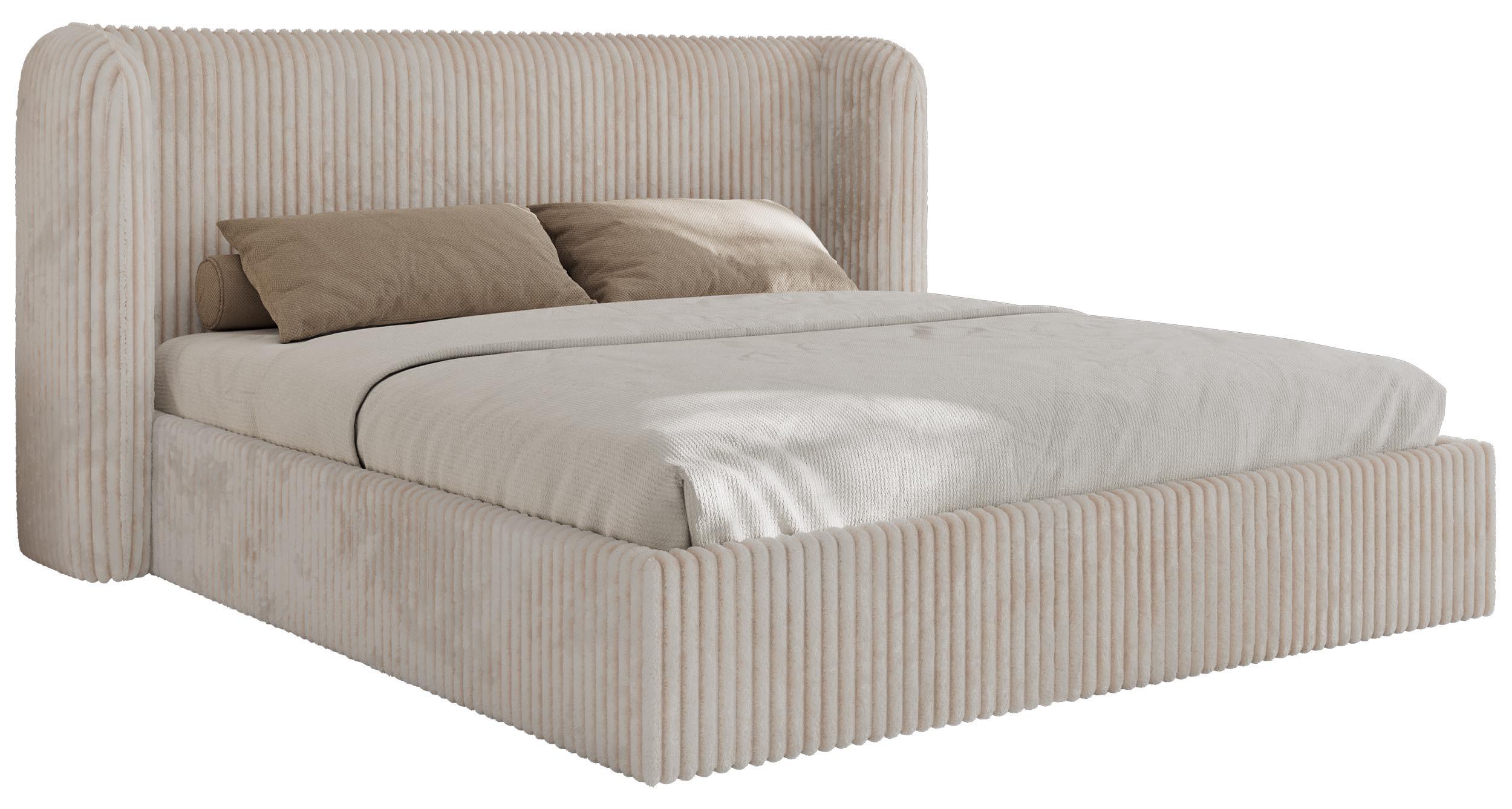 POLSTERBETT EMORA CLASSIC 180/200 - Beige Cord - Multipocket-Matratze - Beige, Textil (180/200cm) - MKS