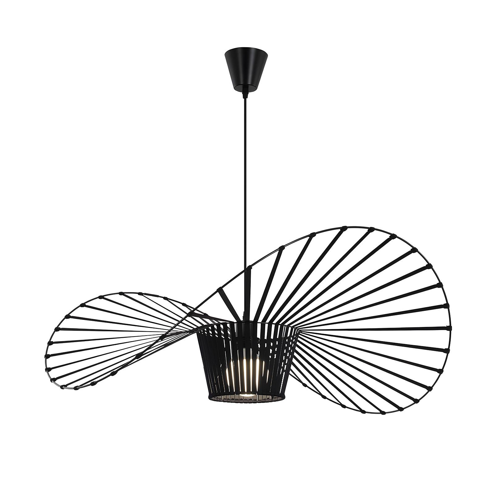PENDELLEUCHTE Strohhut 80/80/150 cm - Schwarz, Metall (80/80/150cm) - Nettlife