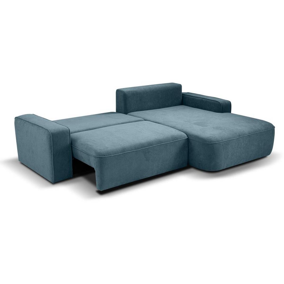 ECKSCHLAFSOFA Torre blau velours rechts - Blau, Textil (258/171cm) - Beautysofa