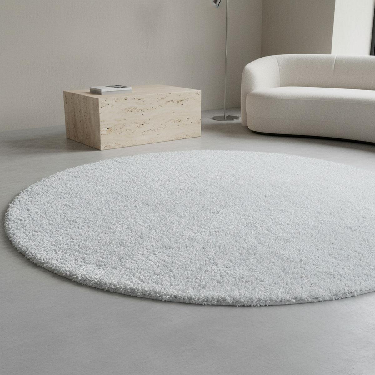 TEPPICH Hochflor SPREE in Weiß, einfarbig, Ø 80 cm - Weiß, Textil (80/80cm) - KADIMA DESIGN