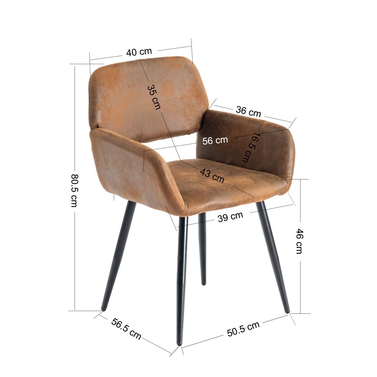 ARMLEHNSTUHL-SET 4 Stück Braun und Beige - Beige/Braun, Holzwerkstoff/Textil (56/77/53cm) - Urban Meuble
