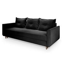 BETTSOFA NAPOL Schwarz Plüsch-Stoff mit Schlaffunktion - Schwarz, Textil (220/93/87cm) - MASSENO