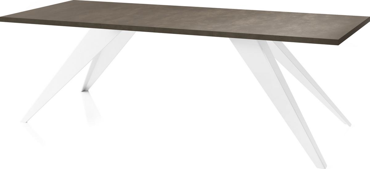 ESSTISCH Vance Weiß rechteckig ausziehbar, Dunkelgrauer Chicago Beton 140-240/80/76 cm - Dunkelgrau/Weiß, Holzwerkstoff/Metall (80/240/76cm) - WFL GROUP