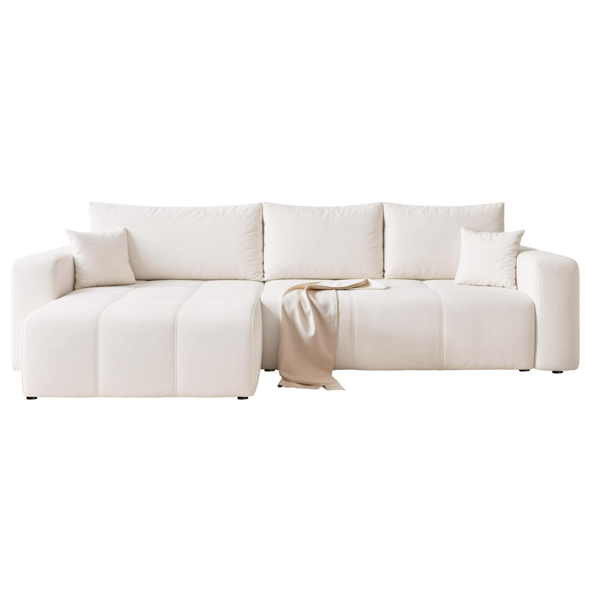 ECKSOFA PEDRO mit Schlaffunktion und Bettkasten Creme - Creme, Holzwerkstoff/Kunststoff (278/145cm) - Idohome