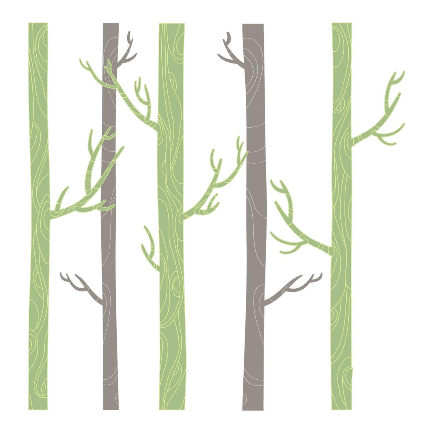 WANDAUFKLEBER 100x145cm - Pastellfarbener Wald - Multicolor, Kunststoff (100/145/0.1cm) - Wallfluent
