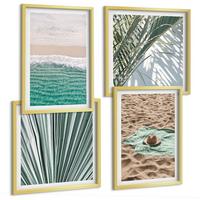 BILDER SET 4er Set - 50x50 cm & 40x60 cm Goldrahmen - Urlaubsblick Strand Meer - Goldfarben, Kunststoff (50/50cm) - TULUP