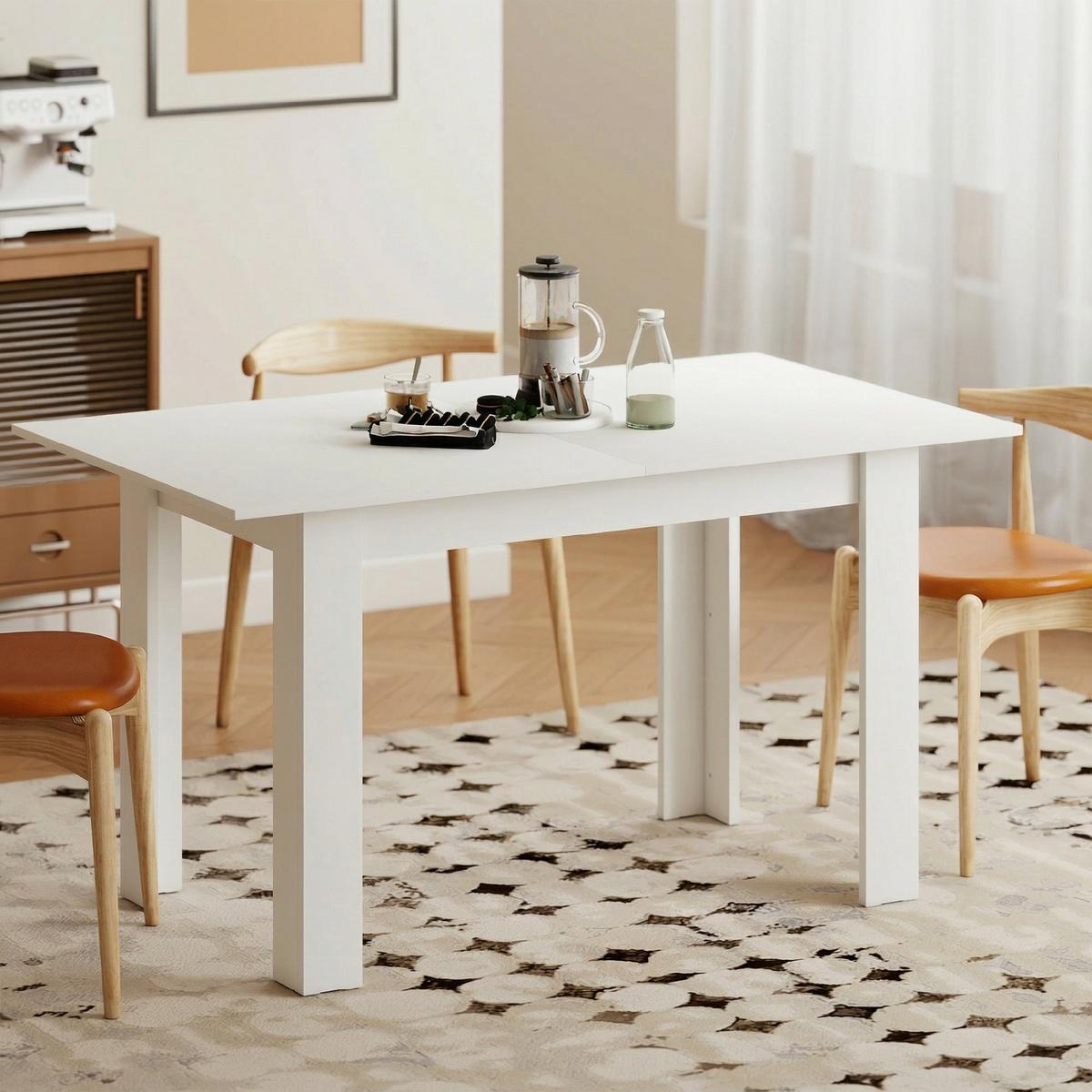 AUSZIEHBARER-ESSTISCH MDF Weiß - Weiß, Holzwerkstoff (180/80/75cm) - HOMCOM