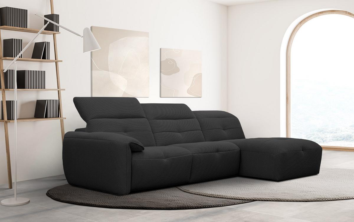 ECKSOFA TRENTO 4-Sitzer, schwarz - Schwarz, Holzwerkstoff/Kunststoff (262/165cm) - Wozimo