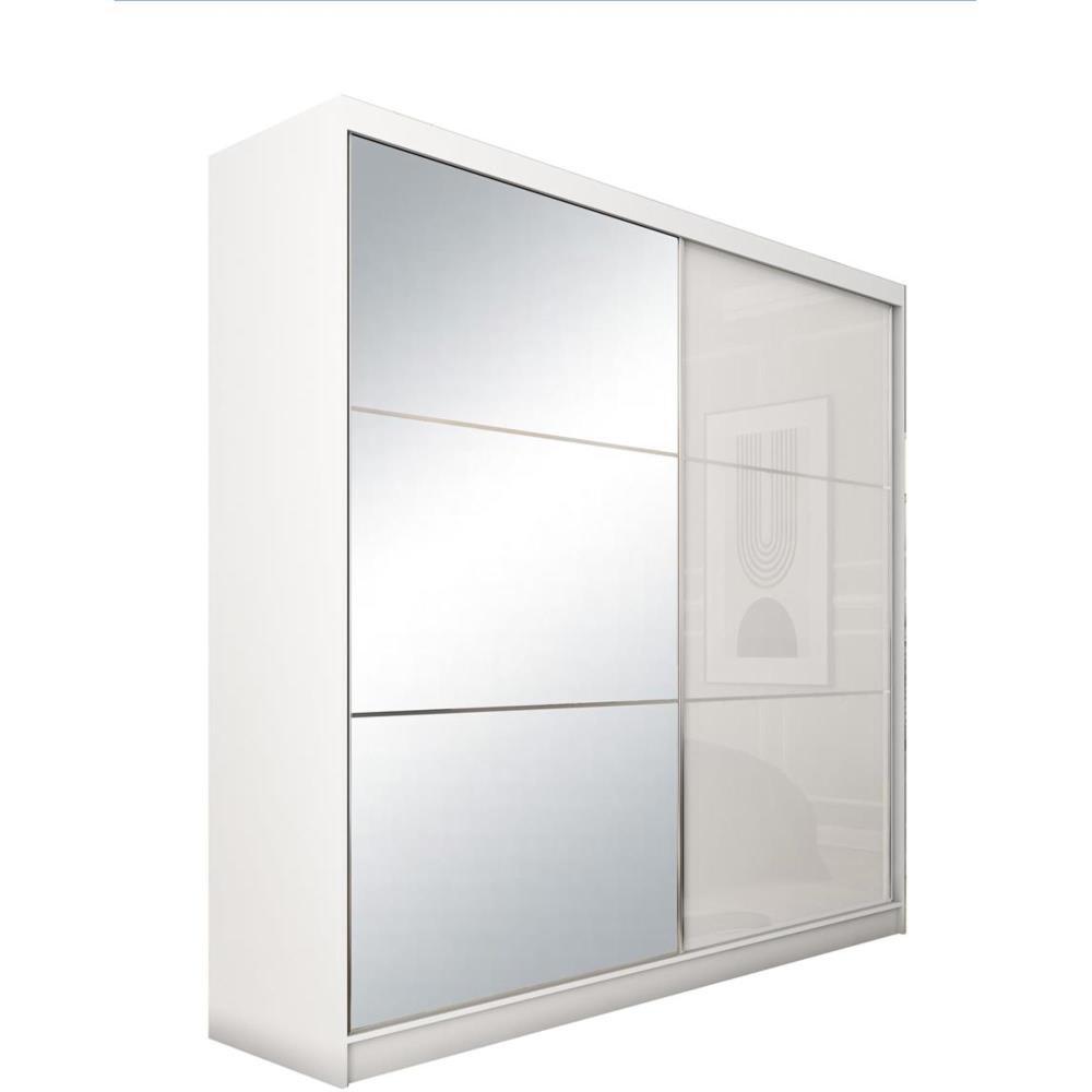 SCHWEBETÜRENSCHRANK Viva II 200/216/61 weiß mit Spiegel und Schubladen - Weiß, Holzwerkstoff (200/216/61cm) - Beautysofa
