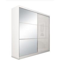 SCHWEBETÜRENSCHRANK Viva II 200/216/61 weiß mit Spiegel und Schubladen - Weiß, Holzwerkstoff (200/216/61cm) - Beautysofa
