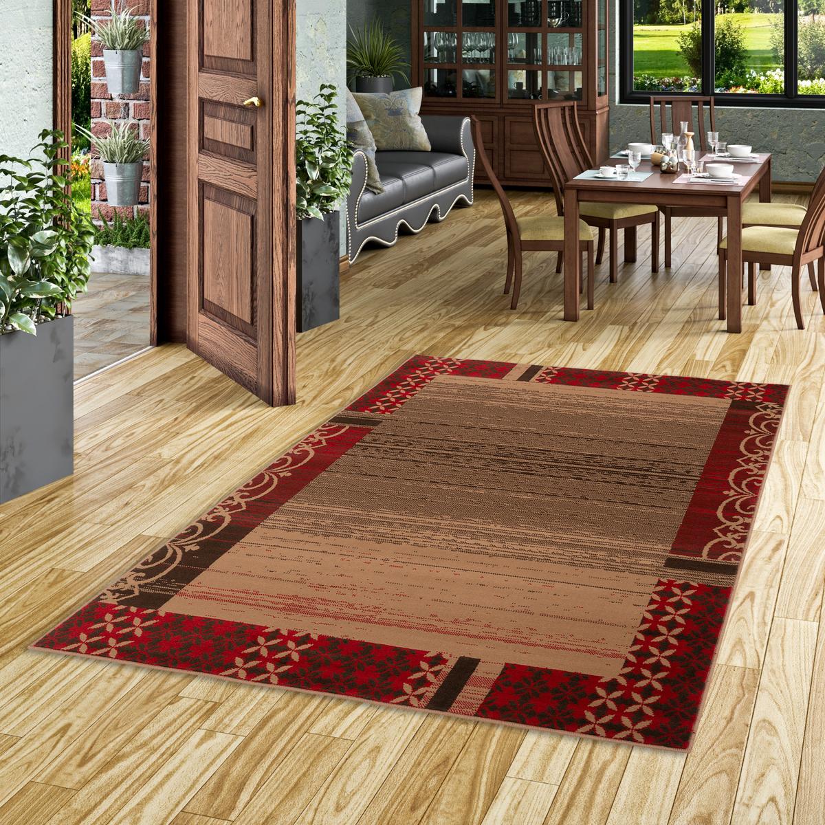 DESIGNER TEPPICH SAMBA MODERN BORDÜRE - Rot, Textil (80/150cm) - Pergamon