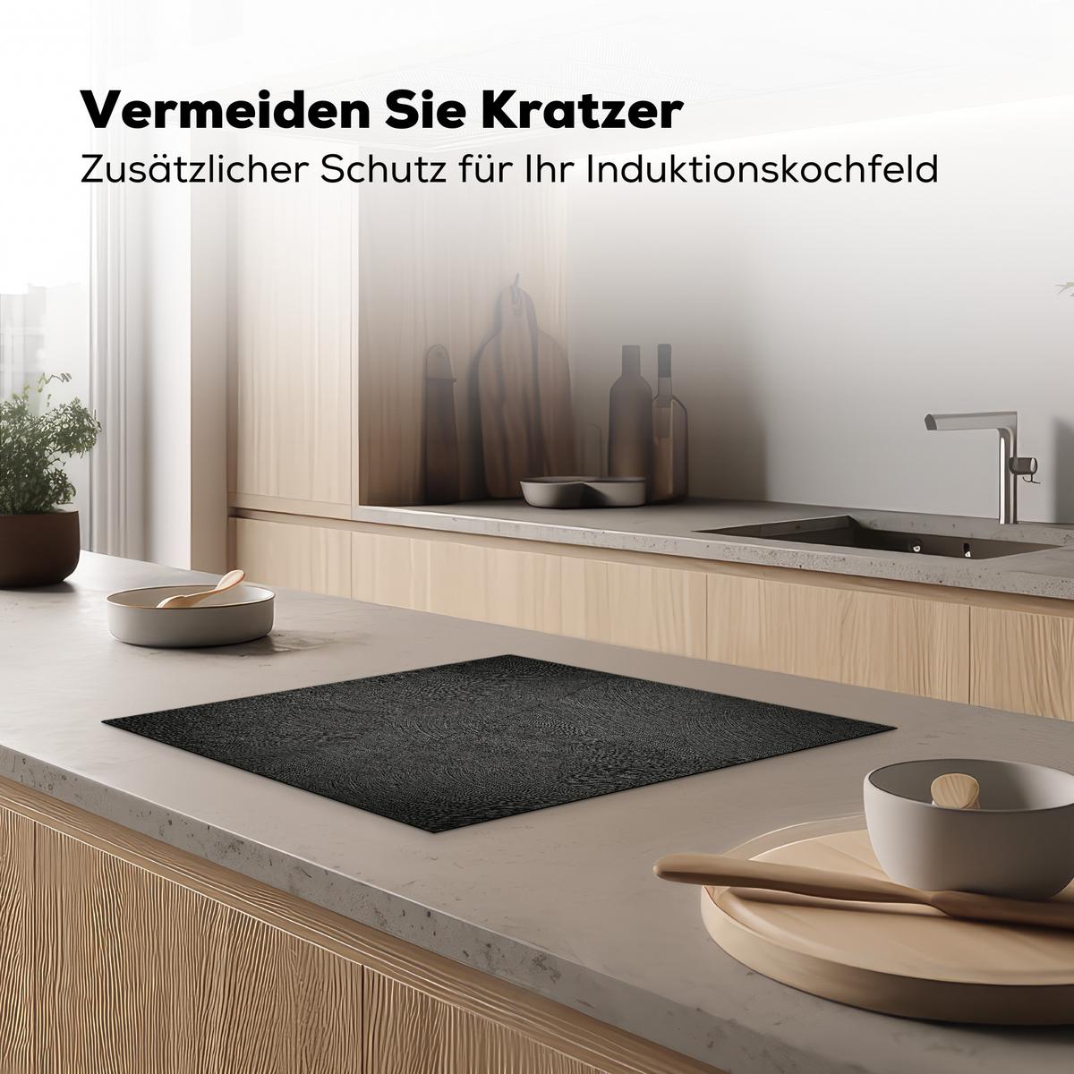 HERDABDECKPLATTE Beton - Schwarz - Industriell Abdeckung Ceranfeld 57.6x51.6 cm - Anthrazit, Kunststoff (57.6/51.6/0.2cm) - MuchoWow