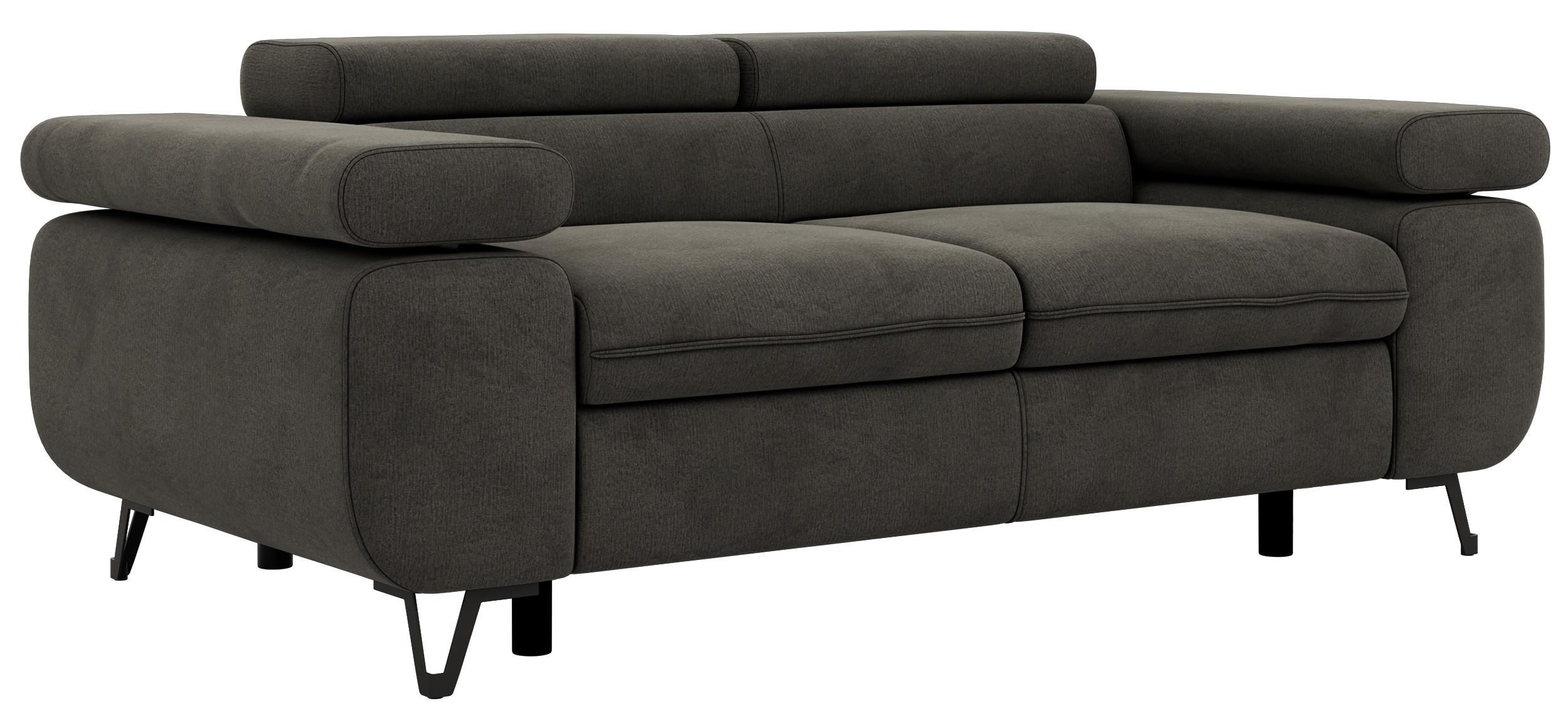 2-SITZER SOFA PETER - Dunkelgrau Velvet - Dunkelgrau/Schwarz, Textil/Metall (200/76/99cm) - MKS
