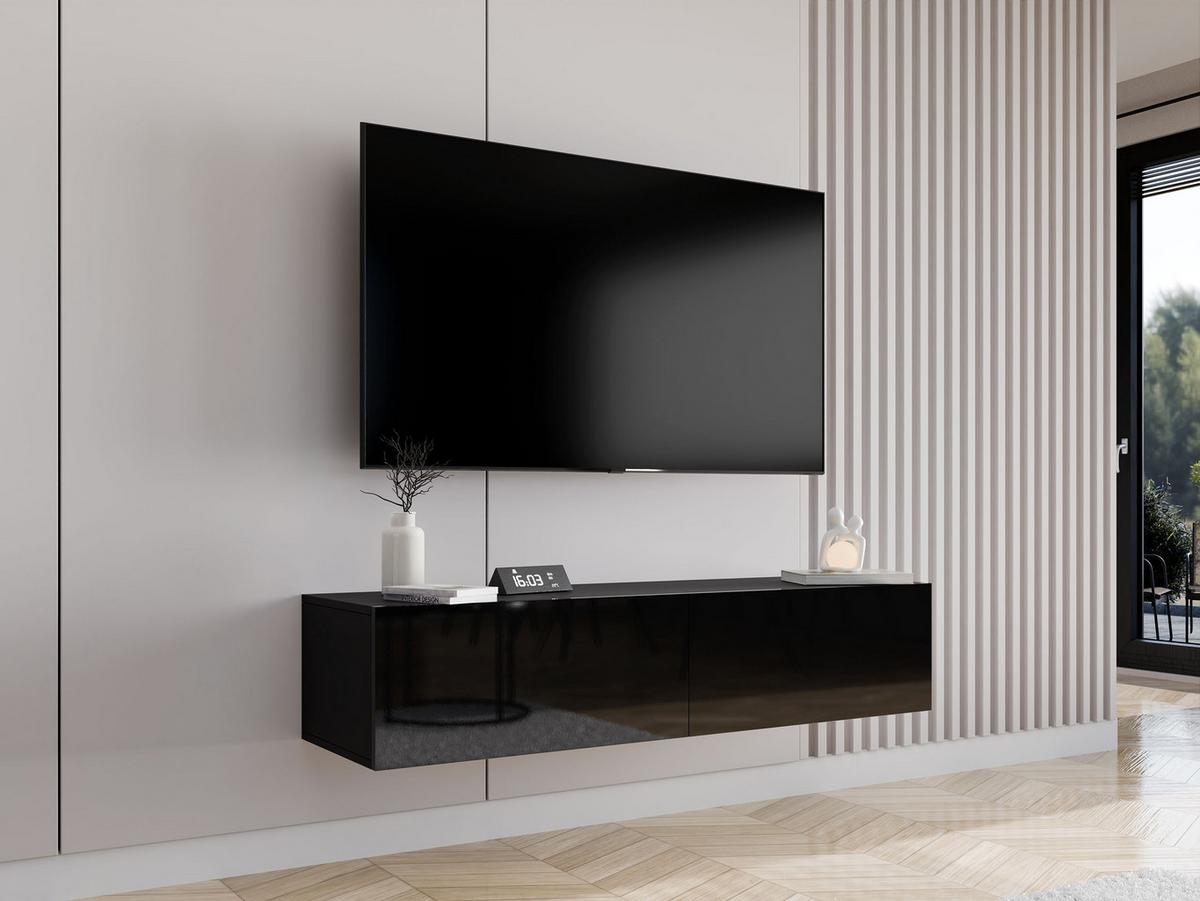 TV-LOWBOARD Vigo 140 - Schwarz Hochglanz/Schwarz, Holzwerkstoff (140/30/40cm) - MIRJAN24