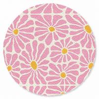 FUSSMATTE Blumen - Muster - Rosa - Beige - Orange Sauberlaufmatte 90x90 cm - Rosa, Kunststoff (90/0.4cm) - MuchoWow