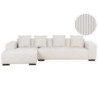 ECKSOFA 4-Sitzer Cord Cremeweiß rechtsseitig Lungo - Creme/Weiß, Textil (285/160cm) - Beliani