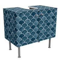 WASCHBECKENUNTERSCHRANK Fischschuppen Fliesen Keramikoptik Dunkelblau 60/55/35 cm - Blau, Holzwerkstoff (60/55/35cm) - Bilderwelten