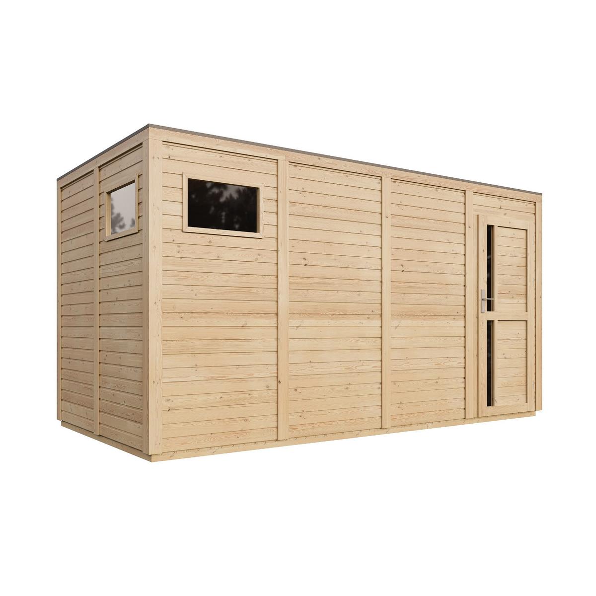 GARTENHAUS Holz 8,16 m² M327F1+M327G - Naturfarben, Holz (404/216/202cm) - Timbela