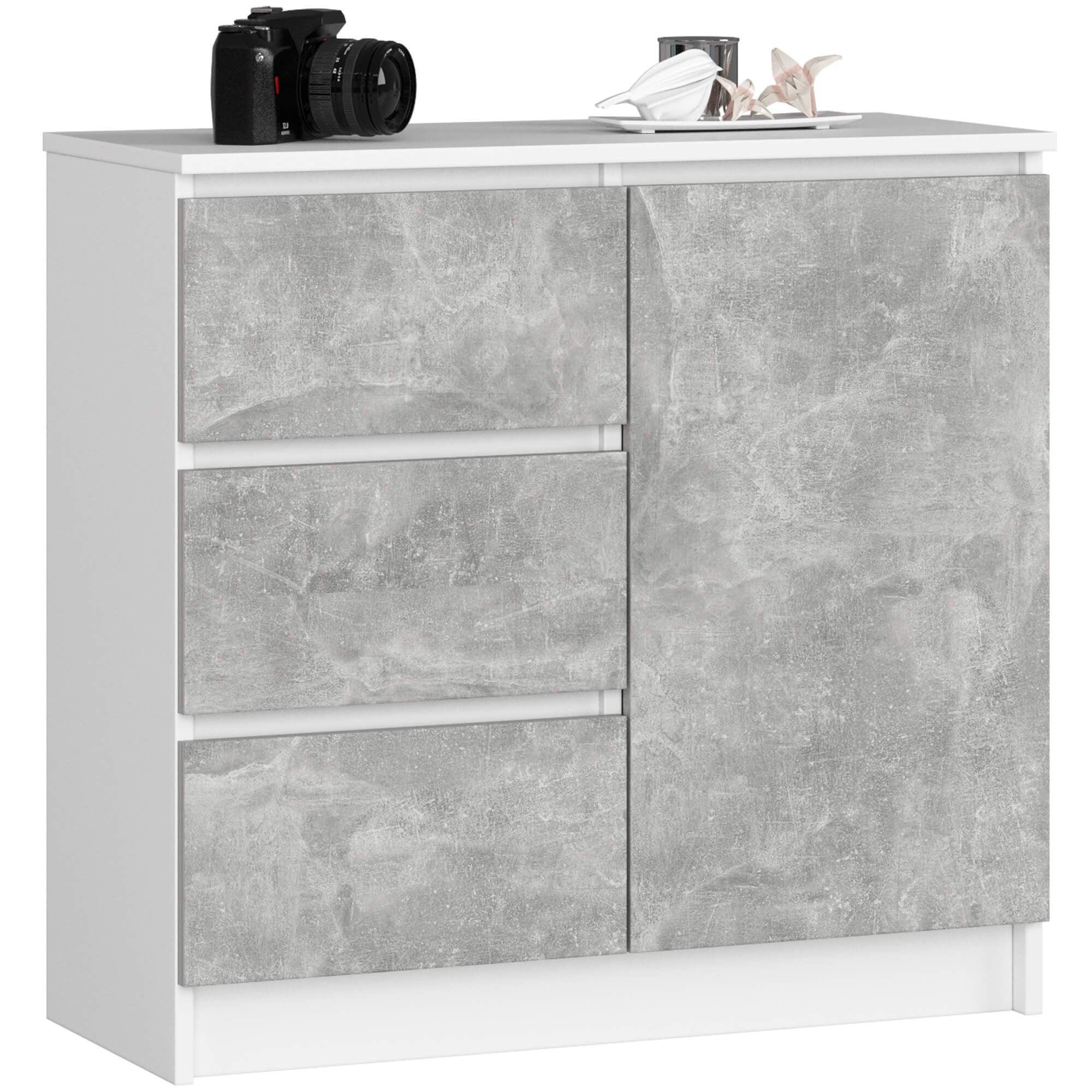 KOMMODE Weiß, Beton 77/80/35 - Weiß, Holzwerkstoff (80/77/35cm) - RAUMHIRSCH FURNITURE