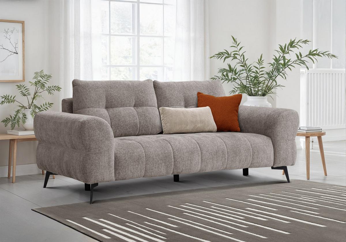 SOFA SALVINI 3-Sitzer, dunkelbeige - Beige, Holz/Textil (237/88/99cm) - Wozimo