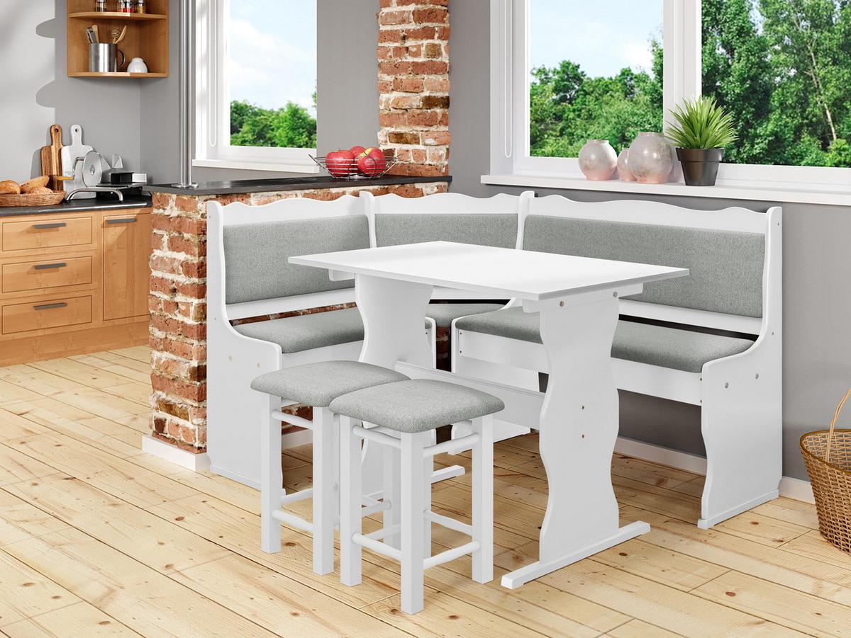 ECKBANKGRUPPE Mini - Weiß/Grau, Holz (145/87/105cm) - MIRJAN24