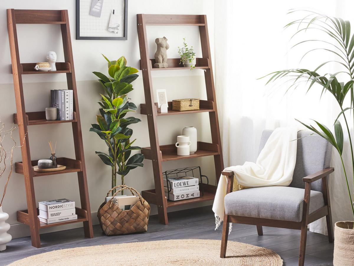 BÜCHERREGAL 5 Fächer Dunkelbraun Mobile Duo - Dunkelbraun, Holzwerkstoff (45/169/43cm) - Beliani
