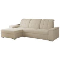 ECKSOFA MADRITO L - Beige Boucle - Links - Beige/Silberfarben, Textil/Metall (160/256cm)