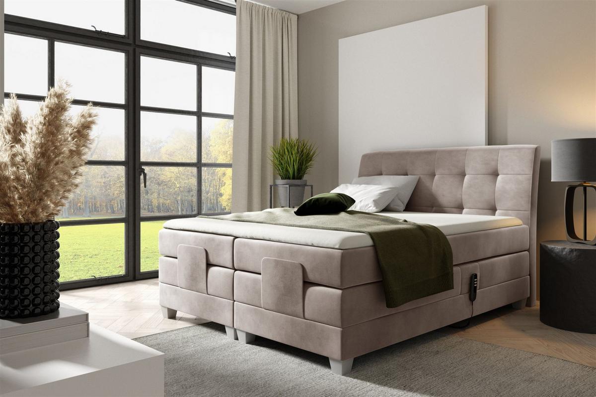 BOXSPRINGBETT Elektrisch Franco - Graubraun, Holzwerkstoff/Textil (160/200cm) - Fun Möbel