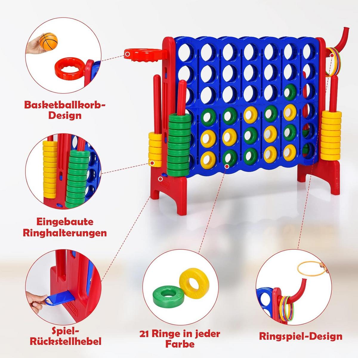 SPIELSET 4 in 1 Riesiges 4 Gewinnt Multicolor - Multicolor, Kunststoff (84/33cm) - COSTWAY