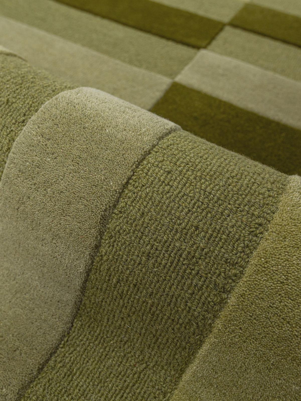 WOLLTEPPICH handgetuftet LUNAN, Blockstreifen, Olivgrün, 140 x 200 cm - Grün, Textil (140/200cm) - KADIMA DESIGN