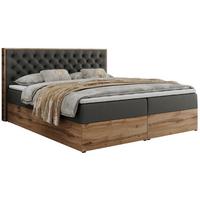 BOXBETT ALBERO 3 - 140/200 Dunkelgrau Kunstleder - H3 - Dunkelgrau, Holz/Textil (140/200cm) - MKS