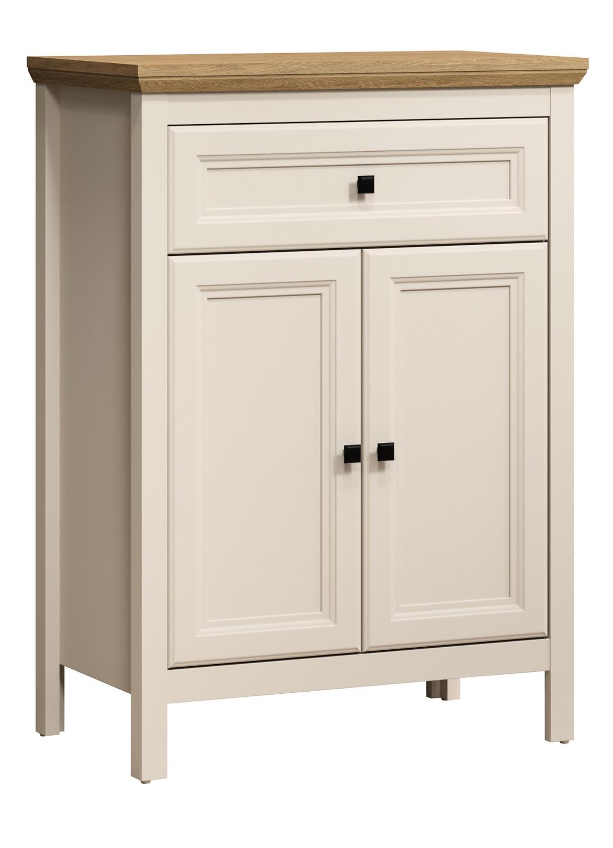 FLURKOMMODE Kaschmir, Stein Eiche Landhaus 70 x 98 cm, Schuhschrank mit Soft-Close - Kaschmir/Eichefarben, Holzwerkstoff/Kunststoff (70/98/41cm) - Top.Furn