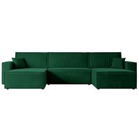 WOHNLANDSCHAFT mit Schlaffunktion und Bettkasten CELTIC-XLU - 377x143x83 cm Grün Velours - Schwarz/Grün, Holzwerkstoff/Kunststoff (377/83/143cm) - ALTDECOR