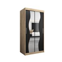 SCHWEBETÜRENSCHRANK 200/100/62 2-türig - Silberfarben/Schwarz, Holz/Kunststoff (100/200/62cm) - MÖBEL KRYSPOL