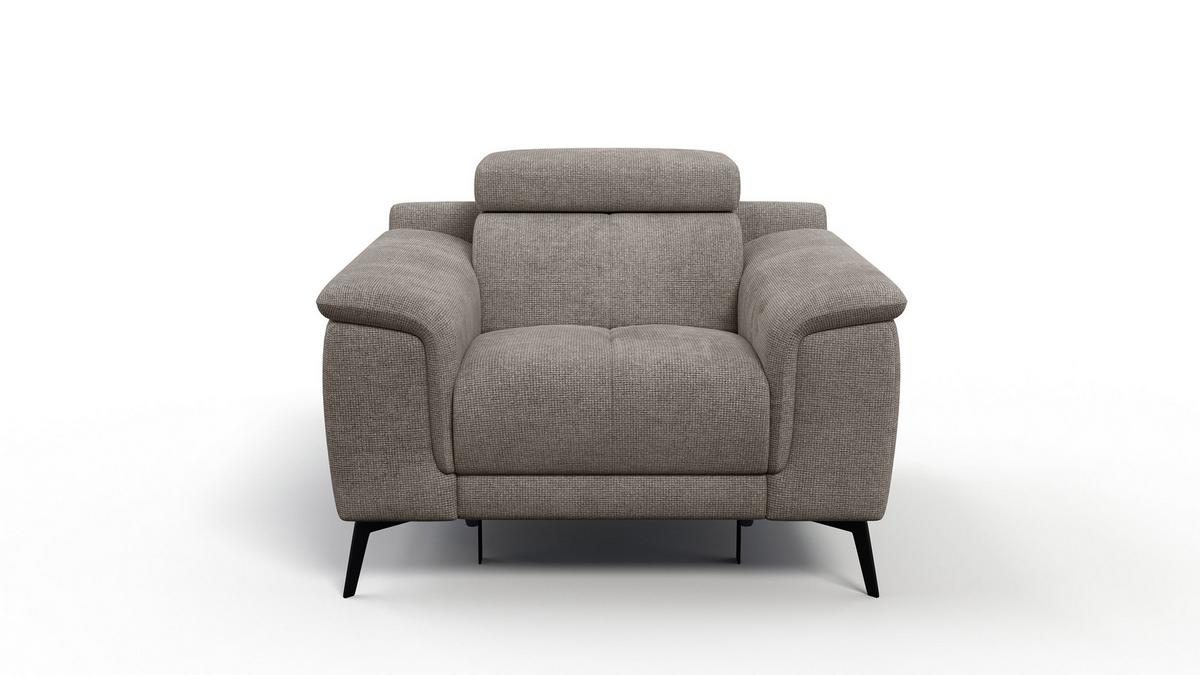 SESSEL FIERO mit Relaxfunktion, taupe - Taupe/Schwarz, Holzwerkstoff/Textil (114/82/103cm) - Wozimo