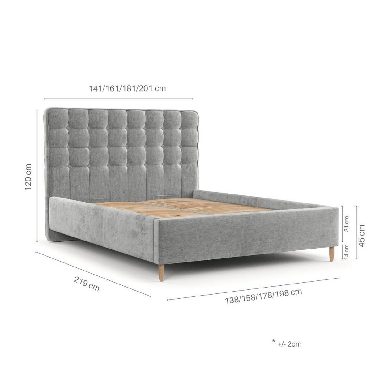 POLSTERBETT Paloma 120/200 cm Anthrazit im Lotta Stoff - Anthrazit/Naturfarben, Holz/Holzwerkstoff (120/200cm) - AltaBeds