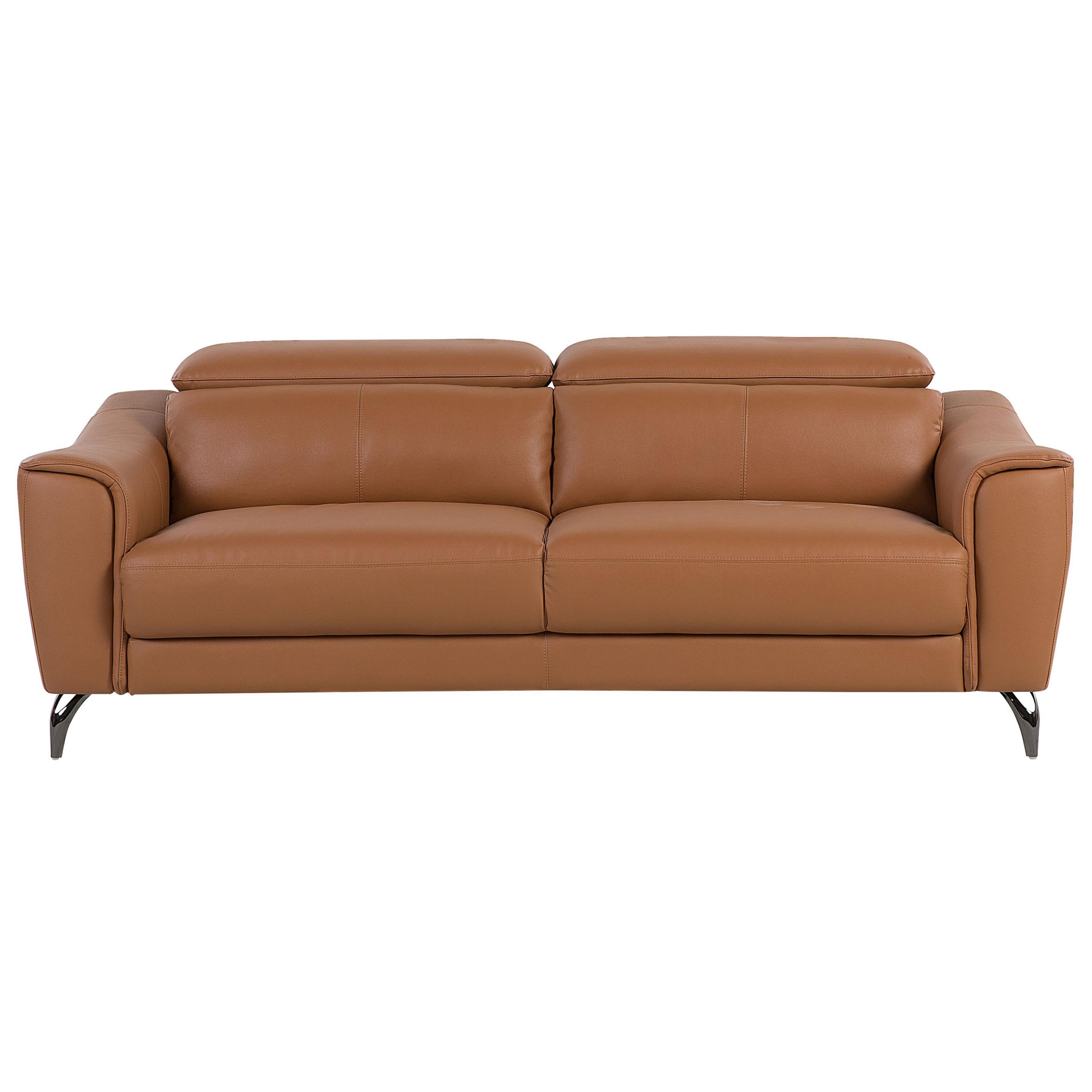 SOFA Leder Goldbraun Narwik - Goldfarben, Leder/Textil (203/93/98cm) - Beliani