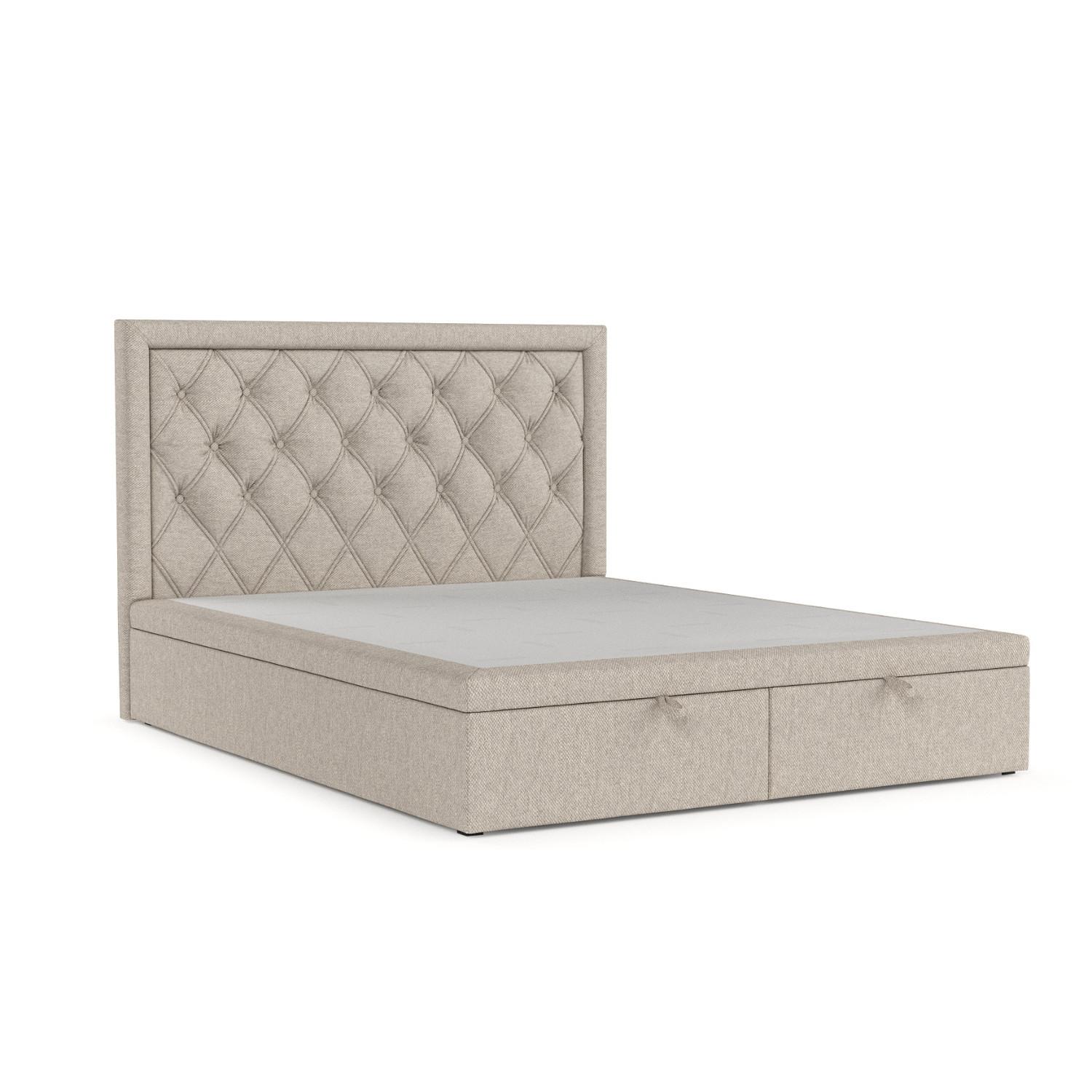 POLSTERBETT Nicobar mit Stauraum 200/200 cm Hellbeige im Megan Stoff - Sandfarben/Schwarz, Holz/Holzwerkstoff (200/200cm) - AltaBeds