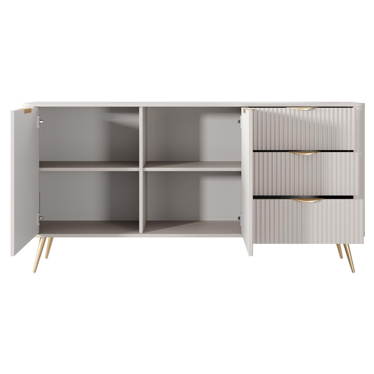 SIDEBOARD LANTANA 163/81/38 cm mit 3 Schubladen und 2 Türen Beige - Beige, Holzwerkstoff (163/81/38cm) - MASSENO
