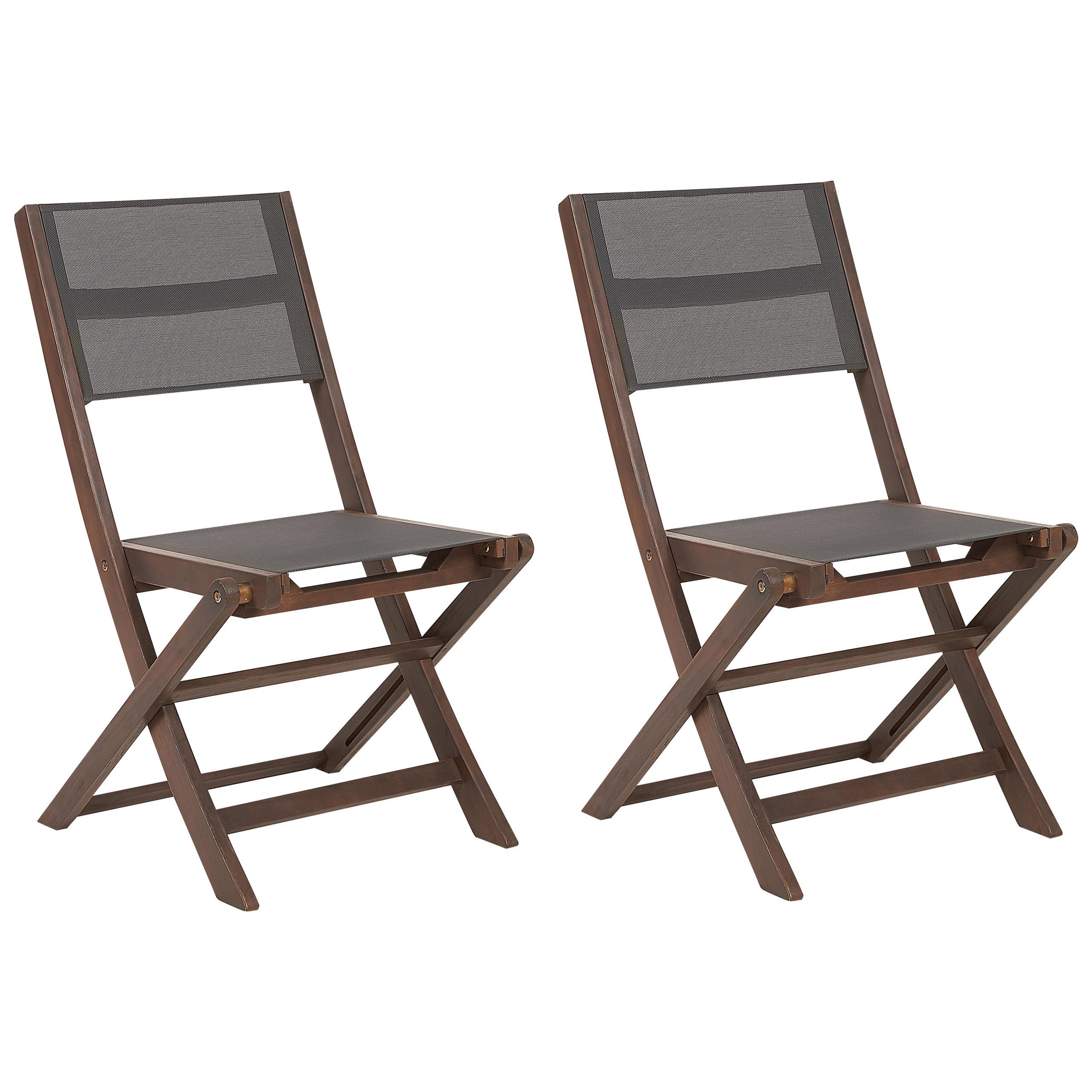 GARTENSTUHL 2er-Set Akazienholz dunkelbrown Cesana - Dunkelbraun, Holz (57/90/50cm) - Beliani