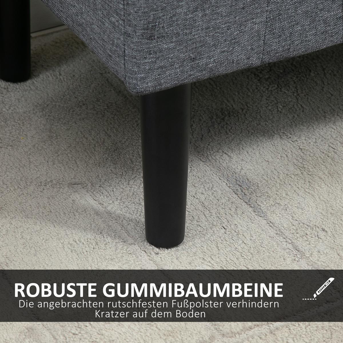 SITZBANK Polyester Gummiholz Hellgrau Schwarz - Hellgrau, Kunststoff (44/58/116cm) - HOMCOM