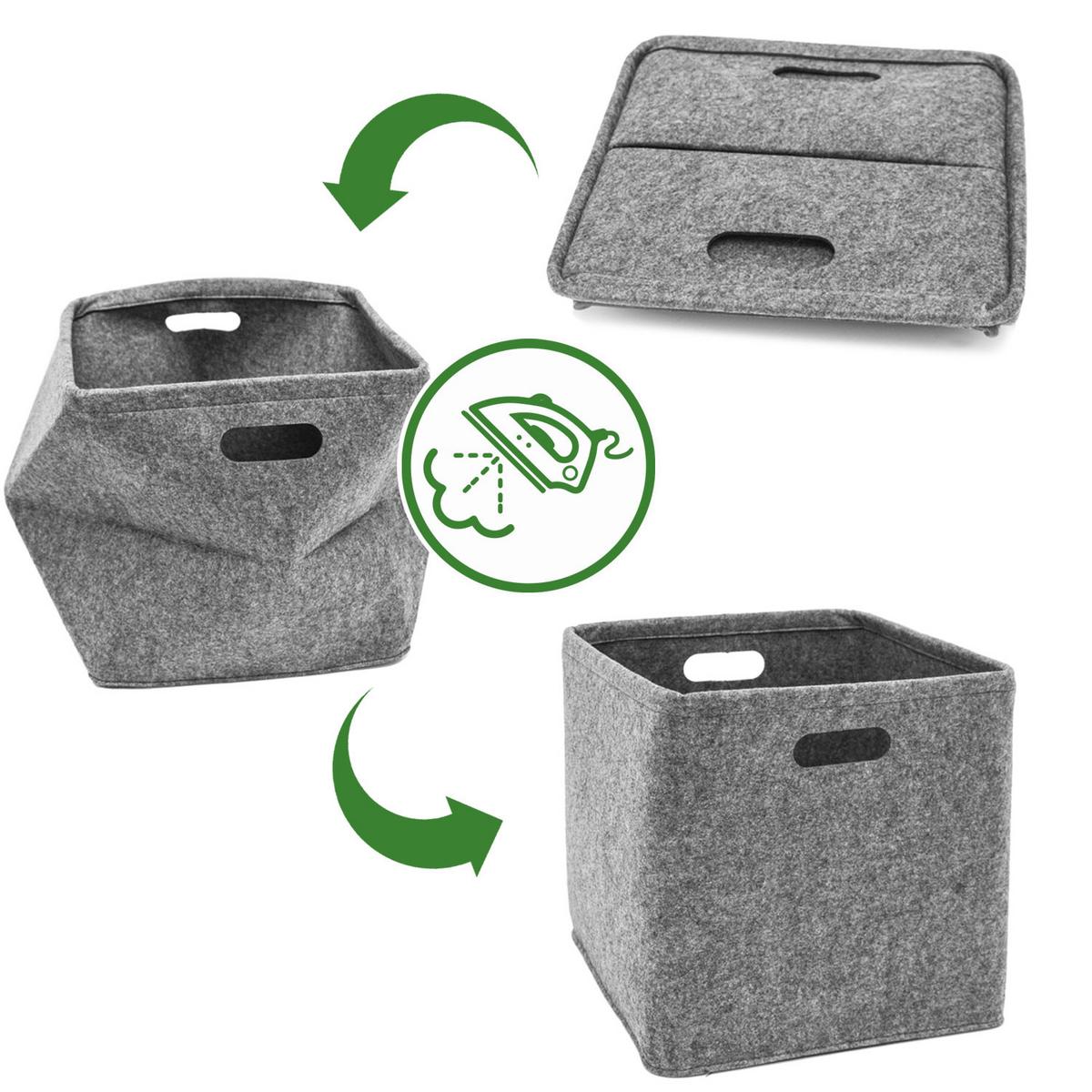 AUFBEWAHRUNGKORB FILZ 2er Set 32/26 , grau - Grau, Kunststoff (23/32/26cm) - Dunedesign
