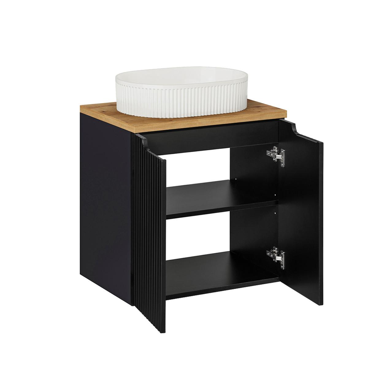 WASCHTISCH 60cm Riva Schwarz und Holz - Schwarz, Holzwerkstoff (60/57/40cm) - Petits-meubles