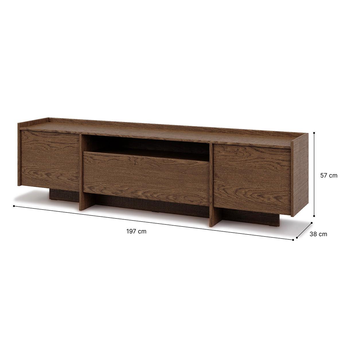 TV-MÖBEL Japandi Dunkles Holz - Braun, Holzwerkstoff (197/57/38cm) - Petits-meubles