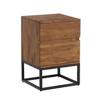 NACHTTISCH – Massivholz/Metall, 40x38x60 cm, 2 Schubladen, Industrial-Stil - Schwarz/Braun, Holz/Metall (40/60/38cm) - KADIMA DESIGN