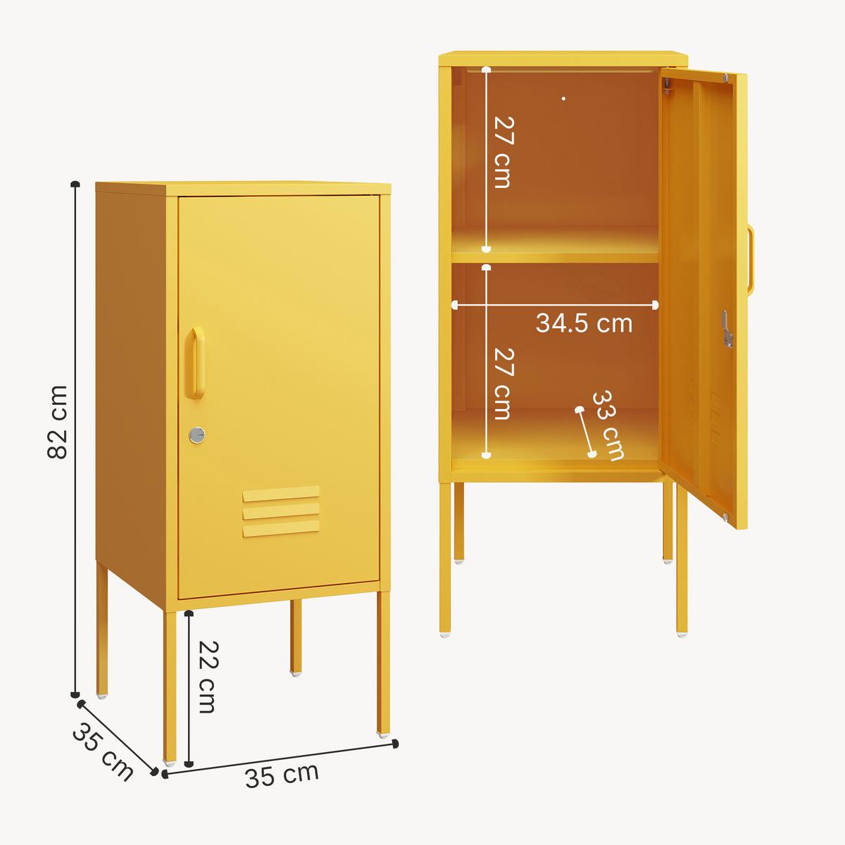 NACHTSCHRANK Hausjärvi - Gelb, Metall (35/82/35cm) - [en.casa]
